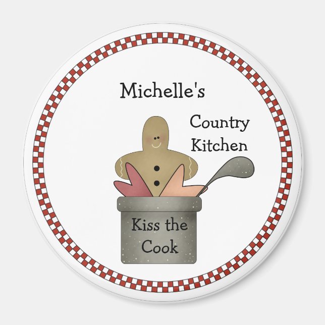 Country Kitchen Kiss the Cook Magnet (Front)