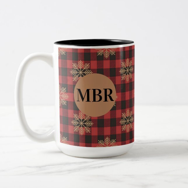 Country Kitchen Monogram Mug with Snowflakes (Left)