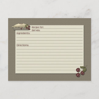 Country Kitchen Recipe Card