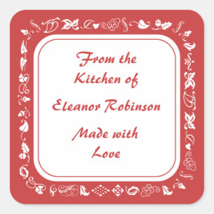 Country Kitchen Red and White Canning Labels