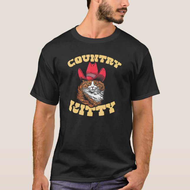 Country Kitty  Country Cowgirl Cat Western Vibe 1 T-Shirt (Front)