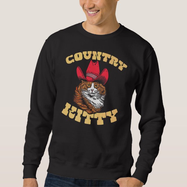 Country Kitty Country Cowgirl Cat Western Vibe Sweatshirt (Front)