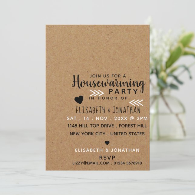 Country Kraft Housewarming Party Invitation (Standing Front)