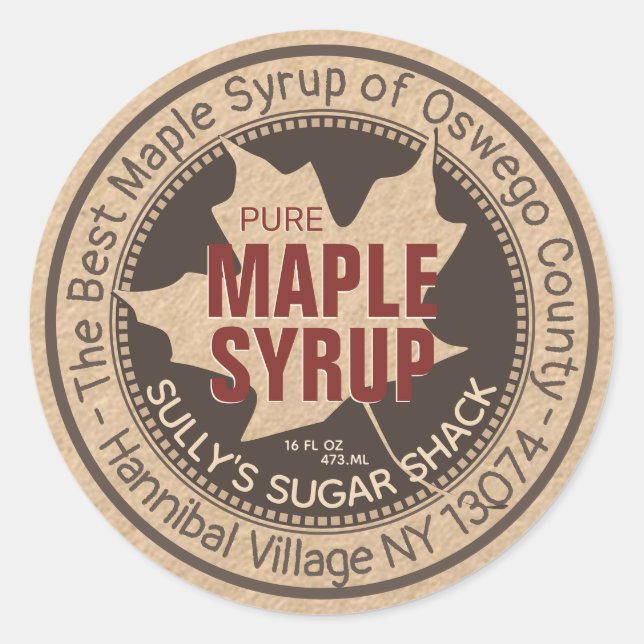 Country Kraft Maple Syrup Sticker (Front)