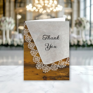 Country Lace and Barn Wood Wedding Thank You