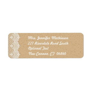Country Lace Brown & White Rustic Return Address Label
