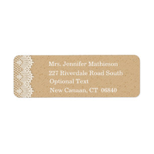 Country Lace Brown & White Rustic Return Address Label
