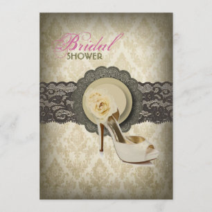 Country lace floral damask vintage Bridal Shower Invitation