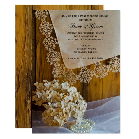 Country Lace Flowers Post Wedding Brunch Invite