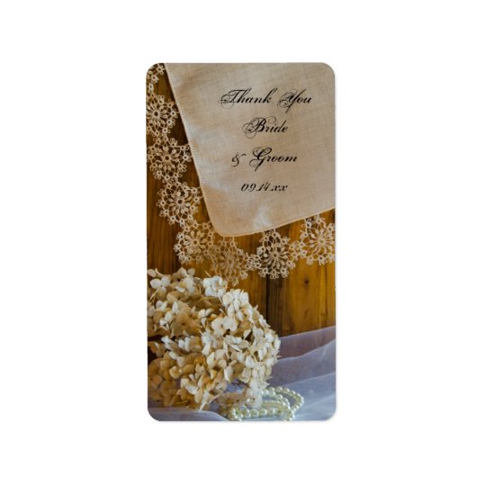 Country Lace Flowers Wedding Thank You Favour Tag Address Label