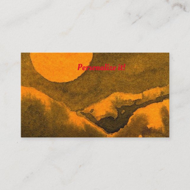 Country lake at night with hunters or harvest moon business card (Front)