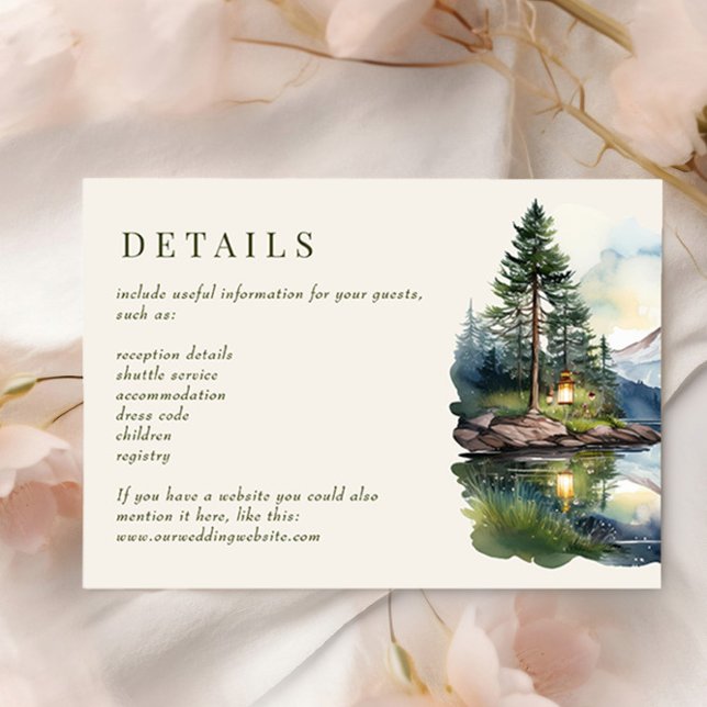 Country Lake Twilight Forest Wedding  Enclosure Card (Wedding details card from the Country Lake wedding collection by Darling & May)