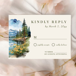 Country Lake Wedding  RSVP Card