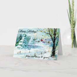 Country Landscape Happy Holiday Card