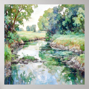Country Landscape Watercolor  Poster