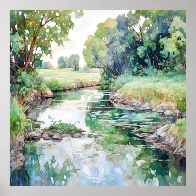 Country Landscape Watercolor  Poster (Front)