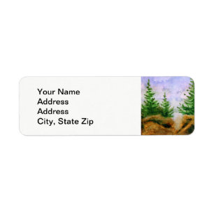 Country landscapes clear blue summer sky pine. return address label