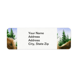 Country landscapes clear summer sky rocks pine. return address label