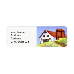 Country landscapes dirt roads barn silos summer. return address label
