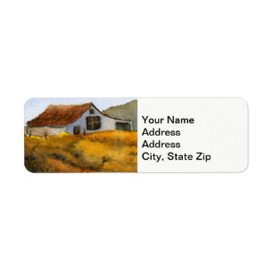 Country landscapes field farm barn silo. return address label