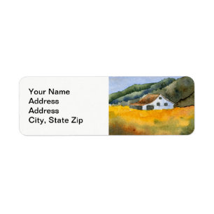 Country landscapes field farm barn silo. return address label