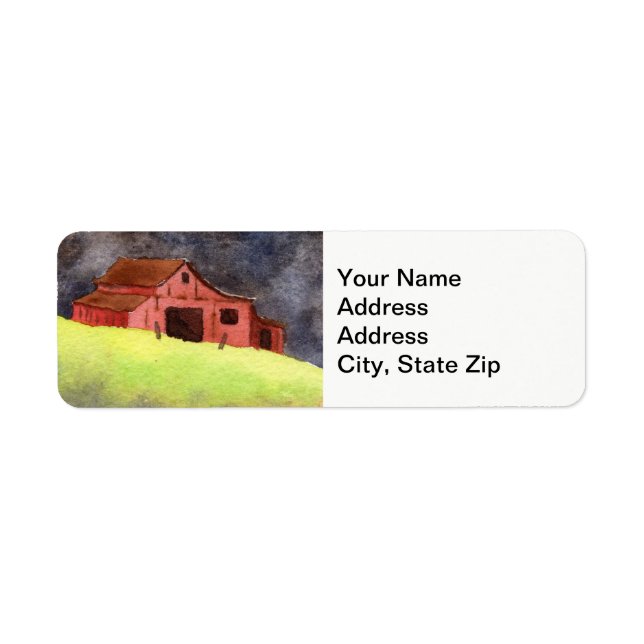 Country landscapes field farm barn silo. return address label (Front)