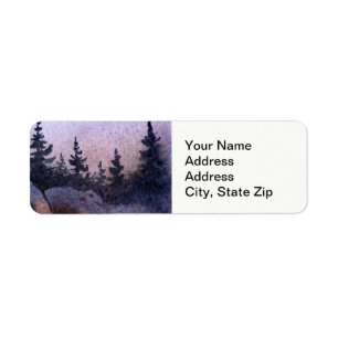 Country landscapes late evening sky rocks pine. return address label