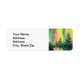 Country landscapes northern lights pine ridge. return address label