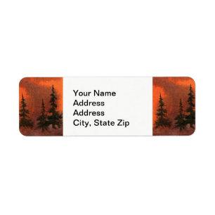 Country landscapes orange sunrise sunset sky pine. return address label