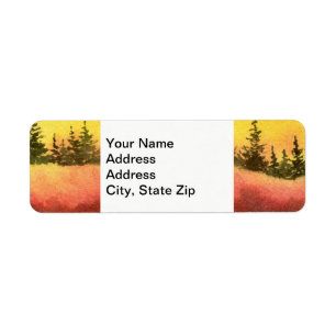 Country landscapes orange sunrise sunset sky. return address label