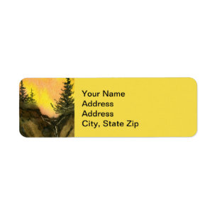 Country landscapes sunrise sunset rocks pine. return address label