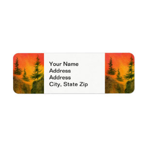 Country landscapes sunrise sunset sky rocks pine. return address label