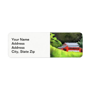 Country landscapes woodland barn silo. return address label