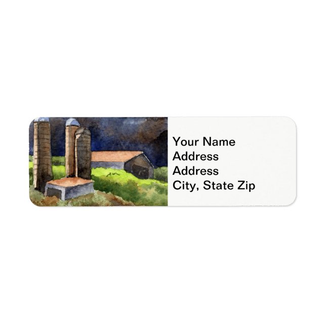 Country landscapes woodland barn silo. return address label (Front)