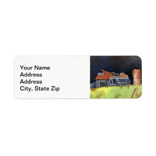 Country landscapes woodland barn silo. return address label