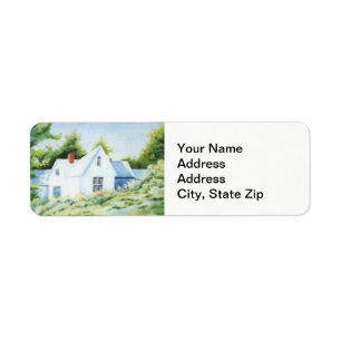 Country landscapes woodland house back yard. return address label