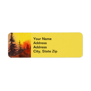 Country landscapes yellow sunrise sunset sky. return address label