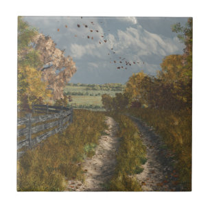 Country Lane in Fall Ceramic Tile