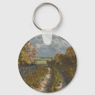 Country Lane in Fall Key Ring