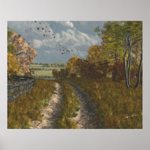 Country Lane in Fall  Poster