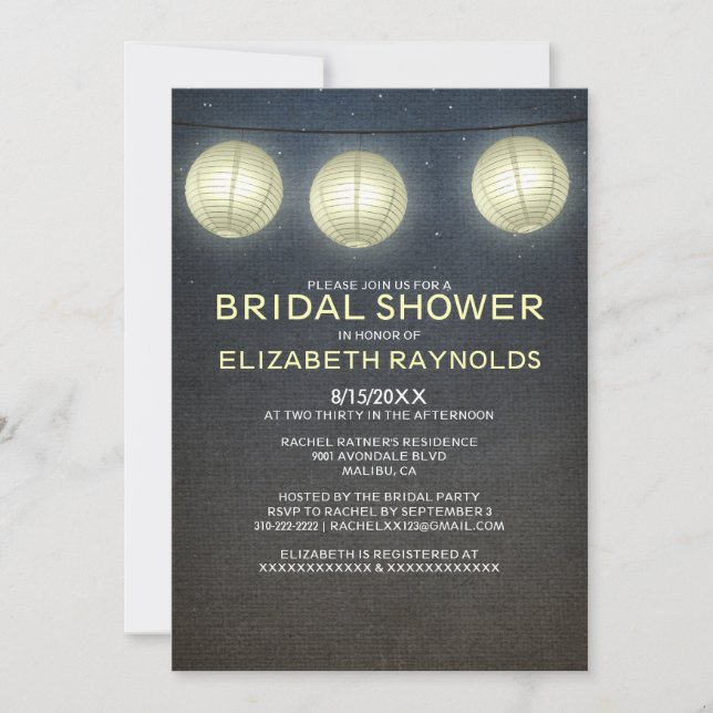 Country Lantern Bridal Shower Invitations (Front)