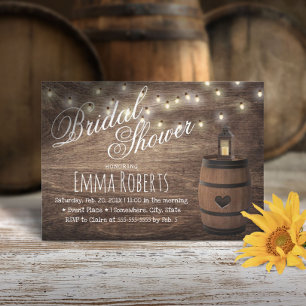 Country Lantern & Wine Barrel Bridal Shower Invitation