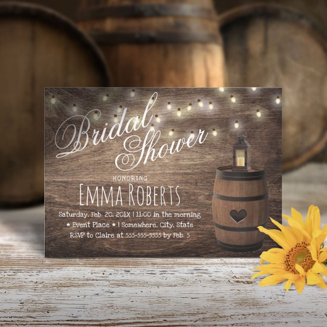 Country Lantern & Wine Barrel Bridal Shower Invitation (Creator Uploaded)