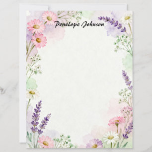 Country Lavender and Daisies Stationery Paper