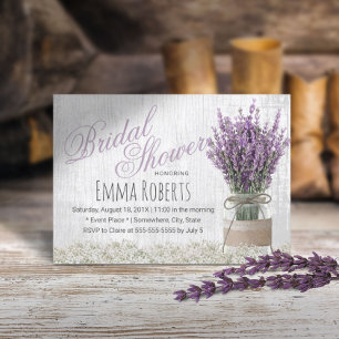 Country Lavender Floral Mason Jar Bridal Shower Invitation