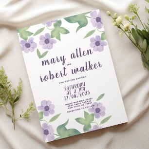 Country lavender pink green floral spring wedding  invitation