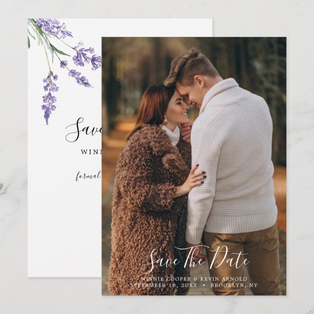 Country Lavender Save The Date Invitation (Front/Back)