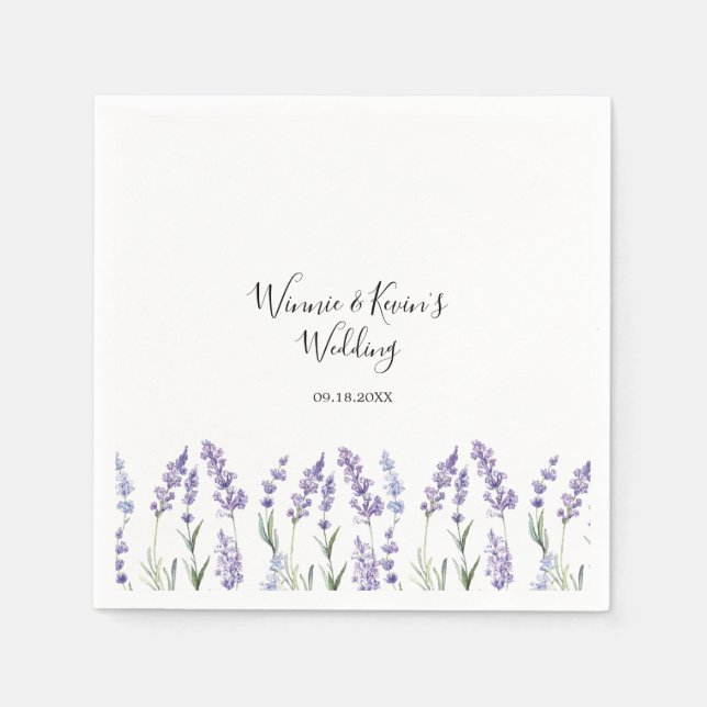 Country Lavender Wedding Napkin (Front)