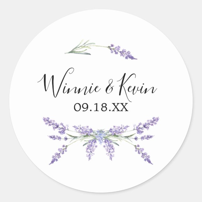 Country Lavender Wedding Stickers (Front)