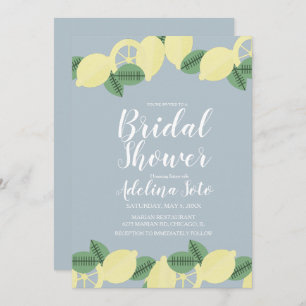 Country Lemon Boho Blush Blue Bridal Shower Invitation